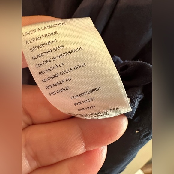 ANTHROPOLOGIE Isabella Sinclair S Navy Off Shoulder Eyelet Bell Sleeves ROMANTIC - Picture 11 of 13